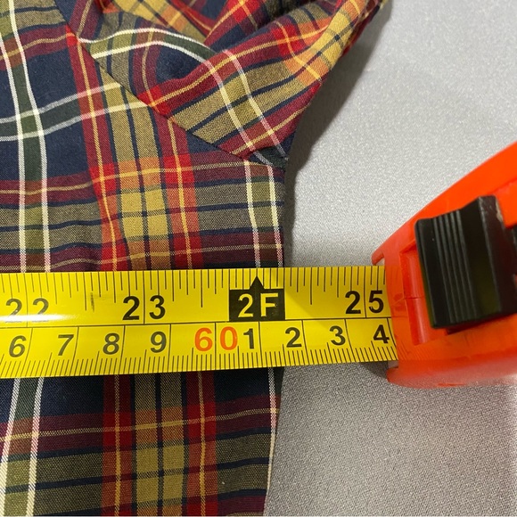 Wrangler Authentic Men's Size Large Long Sleeve Button Shirt Blue Green Plaid - Picture 6 of 7